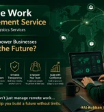 A remote employee working on a laptop representing remote work management service by Al-Rubban for Logistics Services