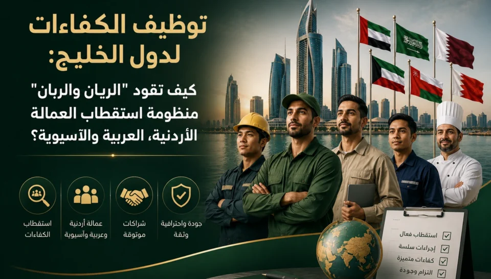حلول تزويد القوى العاملة والأيدي العاملة الماهرة من الأردن، العالم العربي، وشرق آسيا إلى دول الخليج بكفاءة وموثوقية عالية