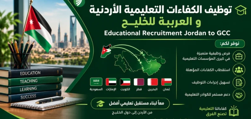 توظيف الكفاءات التعليمية الأردنية واستقطاب المعلمين للمؤسسات التعليمية الخليجية عبر شركة الربان