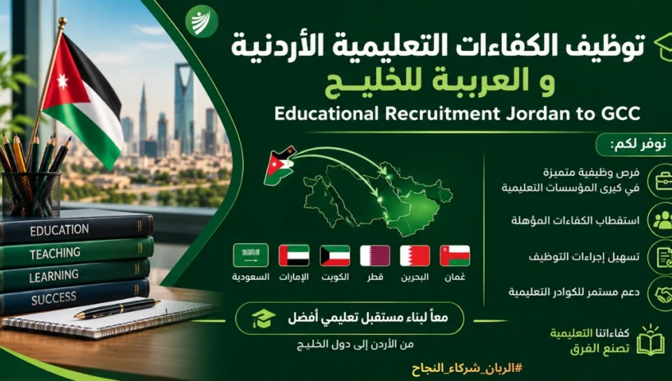 توظيف الكفاءات التعليمية الأردنية واستقطاب المعلمين للمؤسسات التعليمية الخليجية عبر شركة الربان